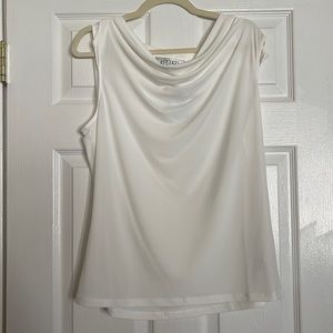 KASPER white front drop blouse